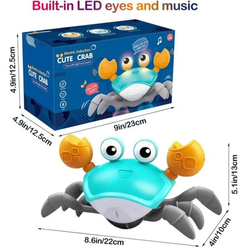 Crawling Crab Baby Toy,Tummy Time Baby Toys with Music and LED Light
